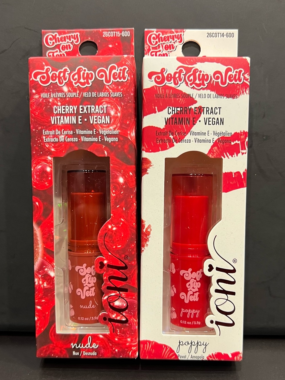 Ioni Soft Lip Veil Cherry Extract, Vitamin E, Vegan. Nude/ Poppy.